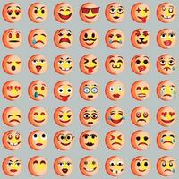 Set of Emoticons. Set of Emoji. Smile icons, Funny cartoon yellow emoji and emotions icon collection. Mood and facial emotion icons. Crying, smile, laughing, joyful, sad, angry and happy faces, vector