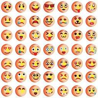 Set of Emoticons. Set of Emoji. Smile icons, Funny cartoon yellow emoji and emotions icon collection. Mood and facial emotion icons. Crying, smile, laughing, joyful, sad, angry and happy faces, vector
