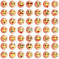 Set of Emoticons. Set of Emoji. Smile icons, Funny cartoon yellow emoji and emotions icon collection. Mood and facial emotion icons. Crying, smile, laughing, joyful, sad, angry and happy faces, vector