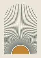 Aesthetic illustrations with minimalist sun poster. Modern art. vector
