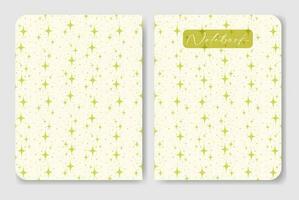 cuaderno cubrir con brillante estrellas en beige antecedentes vector