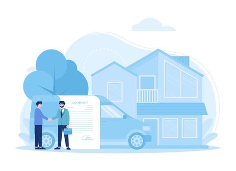 aprobación de un hogar compra contrato tendencias concepto plano ilustración vector