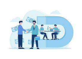 Business cooperation to increase profits trending flat illustration vector