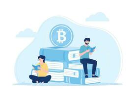 Predicting the bitcoin market trending concept flat illustration vector