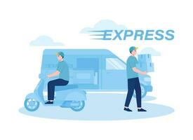 Express delivery of goods concept flat illustration vector