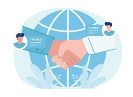 Handshake for business partnership concept trending flat illustration vector