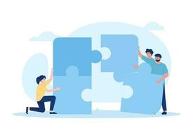 Collaborative puzzles trending concept flat illustration vector