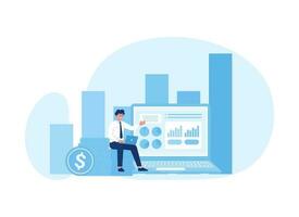 Office finance data trending concept flat illustration vector