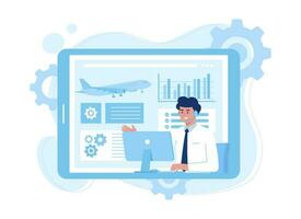 Travel business data analyst trending concept flat illustration vector