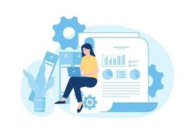 Data analyst with documents concept flat illustration vector