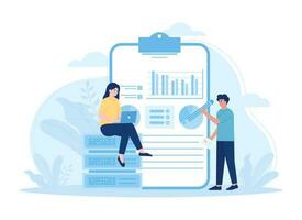 Company employees are inputting data trending concept flat illustration vector