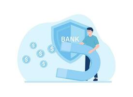 The activity of withdrawing money from the bank trending concept flat illustration vector