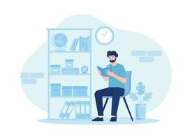 A man read a books all the time at home trending flat illustration vector