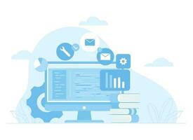 flowchart icon with computer trending concept flat illustration vector