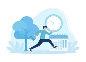 Business people run so as not to be late trending concept flat illustration vector