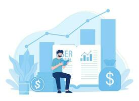 Study the business data handbook concept flat illustration vector