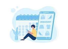 Shop for discounted items on holidays trending concept flat illustration vector