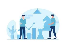 Work together to plan strategy trending concept flat illustration vector