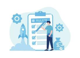 Startup launch rules concept trending flat illustration vector