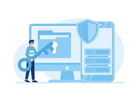 Document security hacker trending concept flat illustration vector