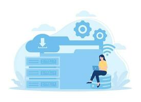 Data input activities trending concept flat illustration vector