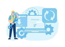 Sync and install software concept flat illustration vector