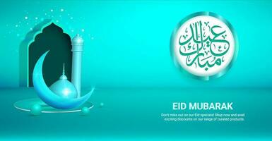 eid mubarak, diseño de anuncios creativos para redes sociales. ilustración 3d vector