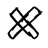 X symbol doodle hand drawing marker style vector