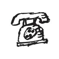 Old telephone doodle drawing marker style vector