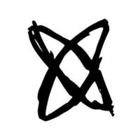 X symbol doodle hand drawing marker style vector