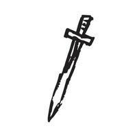 Sword doodle drawing marker style vector