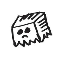 Bad mood box head doodle drawing marker style vector