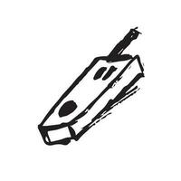 Old phone walkie talkie doodle drawing marker style vector