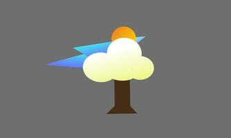 cloud, lightning, tree and sun abstract logo icon creative design vector