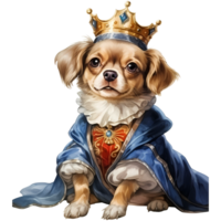 Cute Dog Princess and Prince Costume Illustration AI Generative png