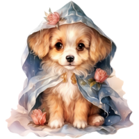 Cute Dog Princess and Prince Costume Illustration AI Generative png