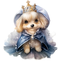 mignonne chien Princesse et prince costume illustration ai génératif png