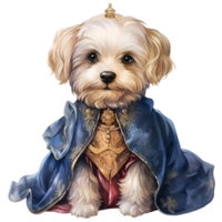 mignonne chien Princesse et prince costume illustration ai génératif png