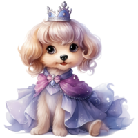 linda perro princesa y Príncipe disfraz ilustración ai generativo png