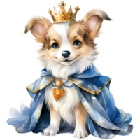 linda perro princesa y Príncipe disfraz ilustración ai generativo png