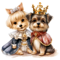 Cute Dog Princess and Prince Costume Illustration AI Generative png