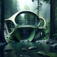 House embedded into the River terrain design. . photo