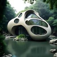 House embedded into the River terrain design. . photo