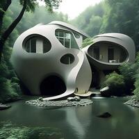 House embedded into the River terrain design. . photo