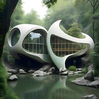 House embedded into the River terrain design. . photo