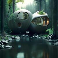 House embedded into the River terrain design. . photo