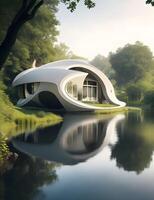 House embedded into the River terrain design. . photo