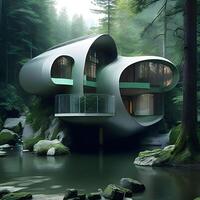 House embedded into the River terrain design. . photo