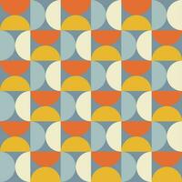 Trendy geometric seamless pattern with colorful semicircles on a blue background. Modern abstract background. Vector illustration