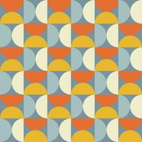 Trendy geometric seamless pattern with colorful semicircles on a blue background. Modern abstract background. Vector illustration